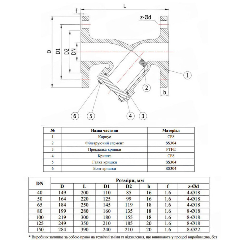 Фільтр DN 125 16 бар фланцевий нержавіючий [92761] Armaval