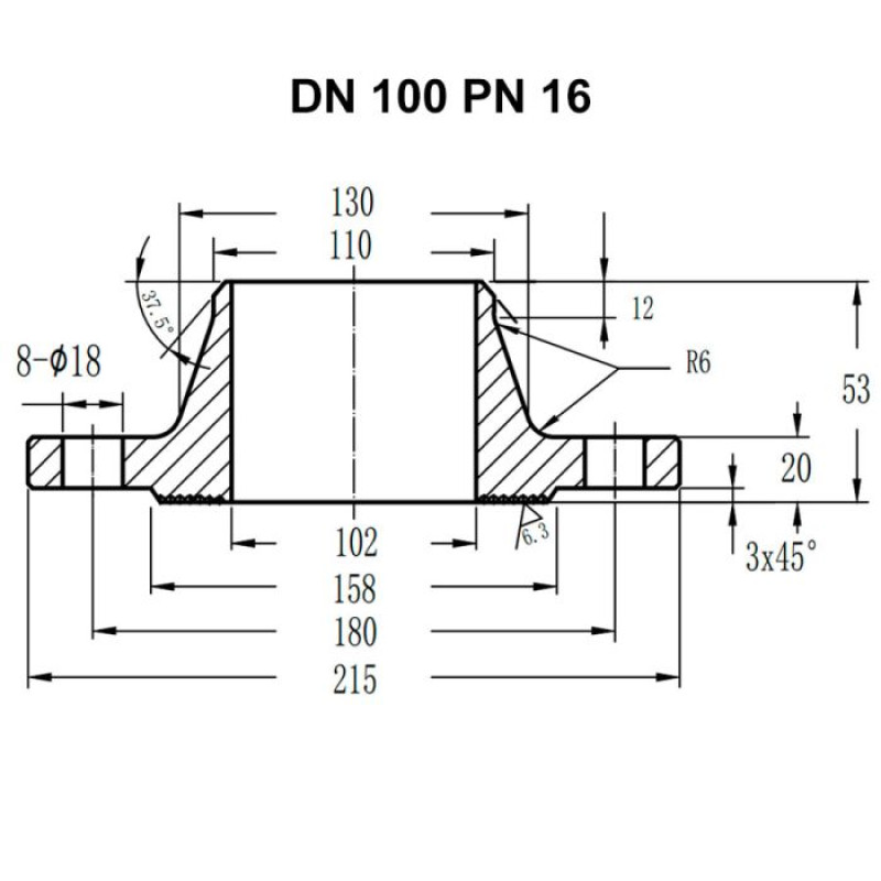 Фланець комірцевий ГОСТ 12821 DN 100 для труби ⌀110мм 16 бар з шийкою для приварки встик нержавіючий [94227] Armaval