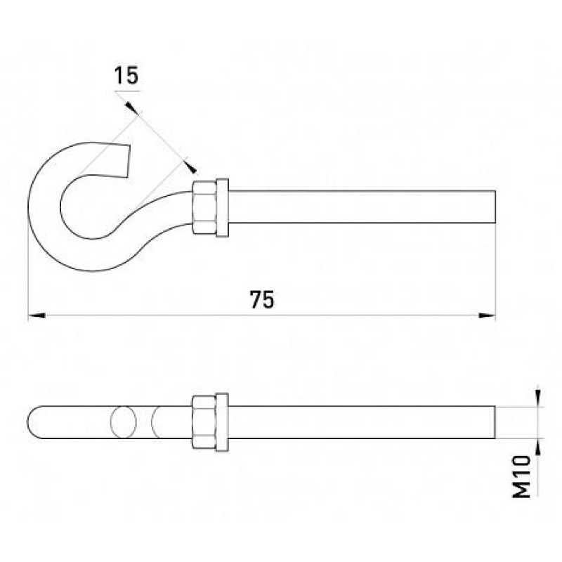 Анкерний посилений гак e.anchor.hook.pro.M10.15.75.a, М10,15х75мм, Enext [p037012]