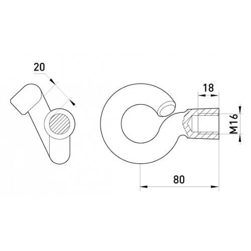 Крюк-гайка e.nut.hook.pro.38.16, d38, М16, Enext [p034001]