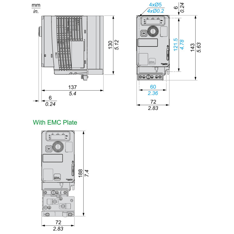 Перетворювач частоти 3Ф 4,8A 0,75кВт 230В [ATV320U07M3C] ATV320C Schneider Electric