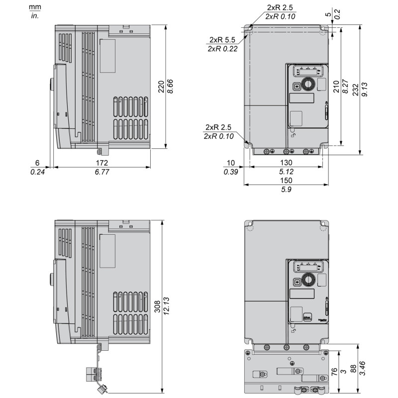 Перетворювач частоти 3Ф 14,3A 5,5кВт 500В [ATV320U55N4C412] ATV320 Solar Schneider Electric