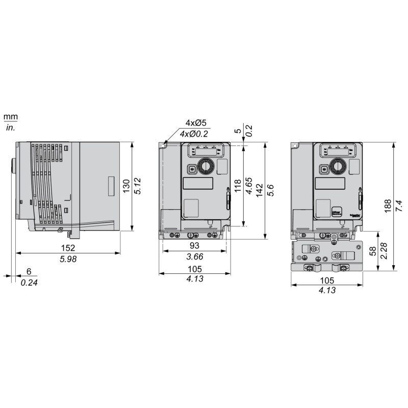 Преобразователь частоты 3Ф 4,1A 1,5кВт 500В [ATV320U15N4C412] ATV320 Solar Schneider Electric