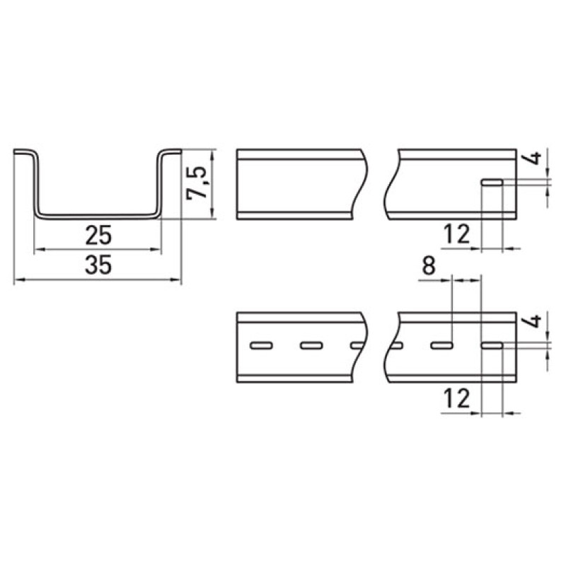 DIN-рейка 35x7,5x1мм L=1м перфорована [s023001] e.din.stand.rail.101 E.NEXT
