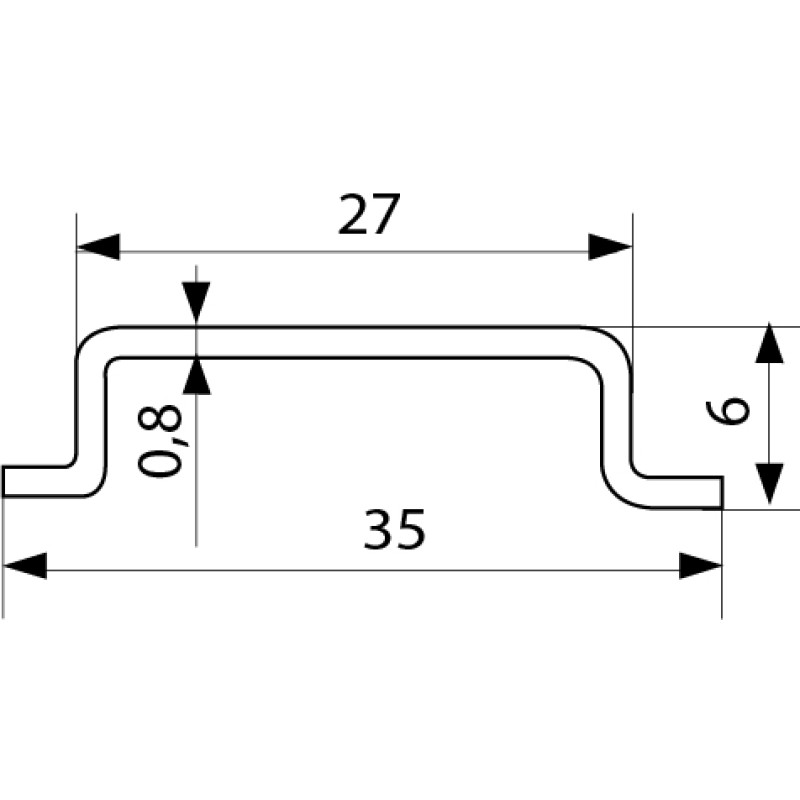 DIN-рейка 35x6x0,8мм L=1м перфорована [A0150010001] TS-35-0,8 (T3502) АСКО