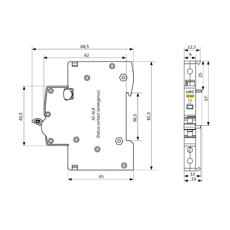 Аварийный дополнительный контакт 1NO+1NC для SB-M8 [AC-AL8] AL8 UEC