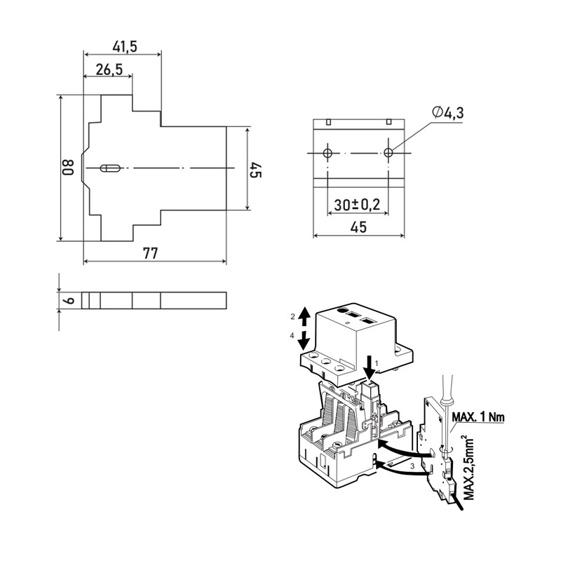 Блок контактів 2NO для MS 25 [4600160] PS 20 ETI