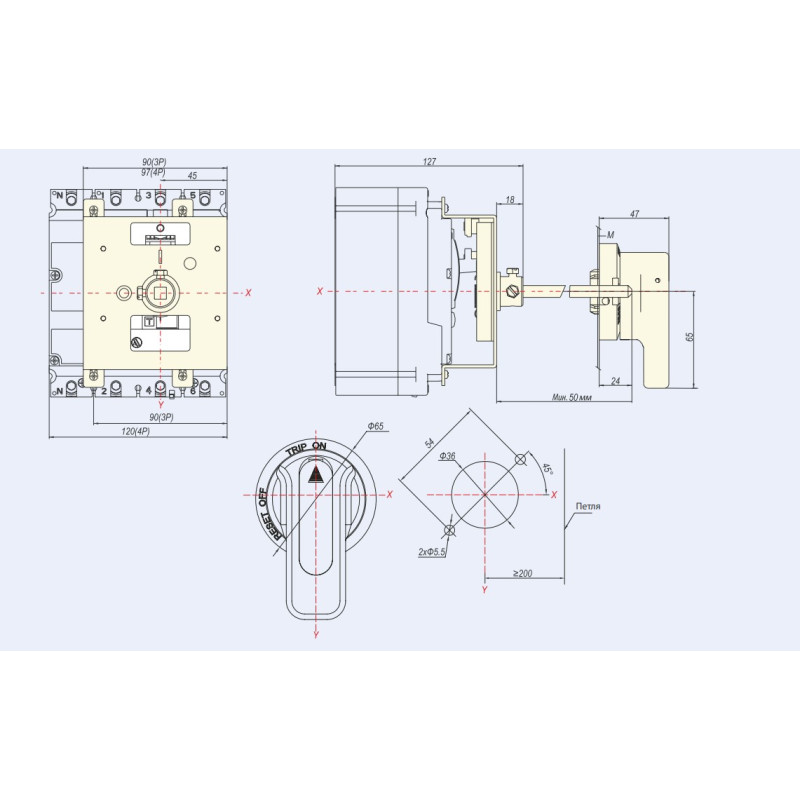 Привод ручной поворотный для NM8N-125 SRH21-M8 3P упрощенный [269650] CHINT