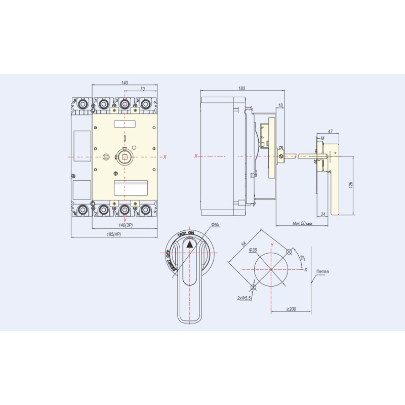 Привод ручной поворотный для NM8N-400/630 SRH23-M8 упрощенный [269654] CHINT