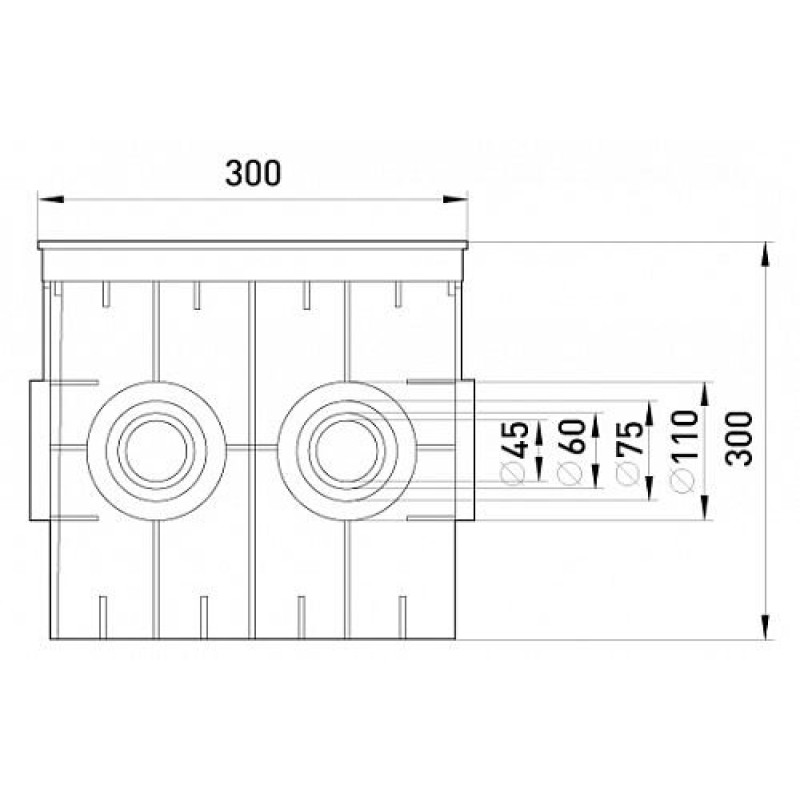 Колодец кабельный e.manhole.300.300.300.6.cover, 300х300х300мм, 6 выходов, с крышкой, Enext [cp303032]