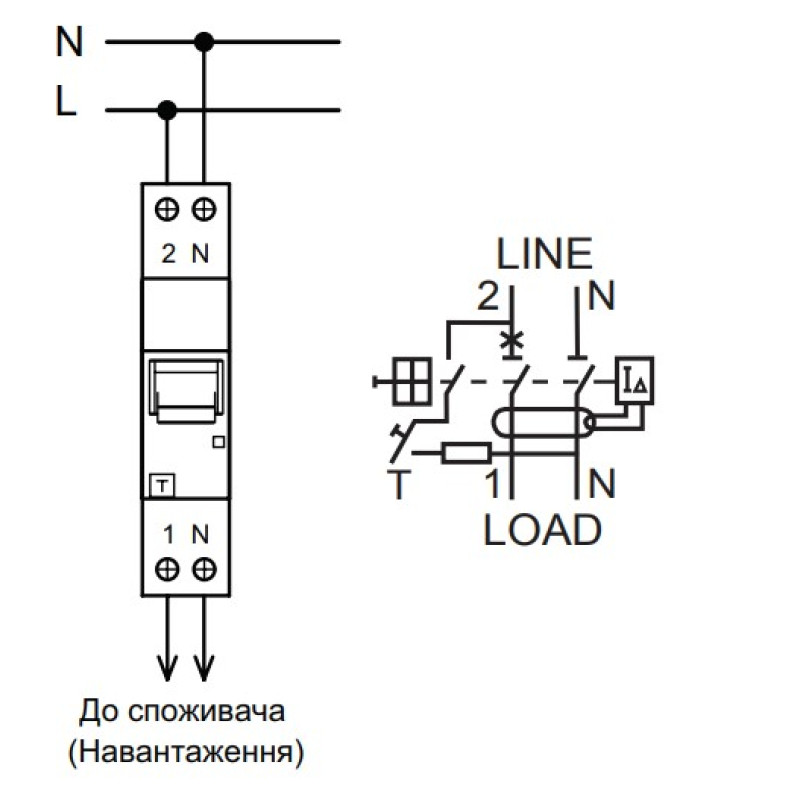 Диференційний вимикач 1P+N 25A 30мА "B" тип A [2175706] KZS-1MSUP ETI