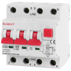 Дифференциальный выключатель 3P+N 32А 100мА "С" тип A [p0720023] E.NEXT e.rcbo.pro.4.C32.100