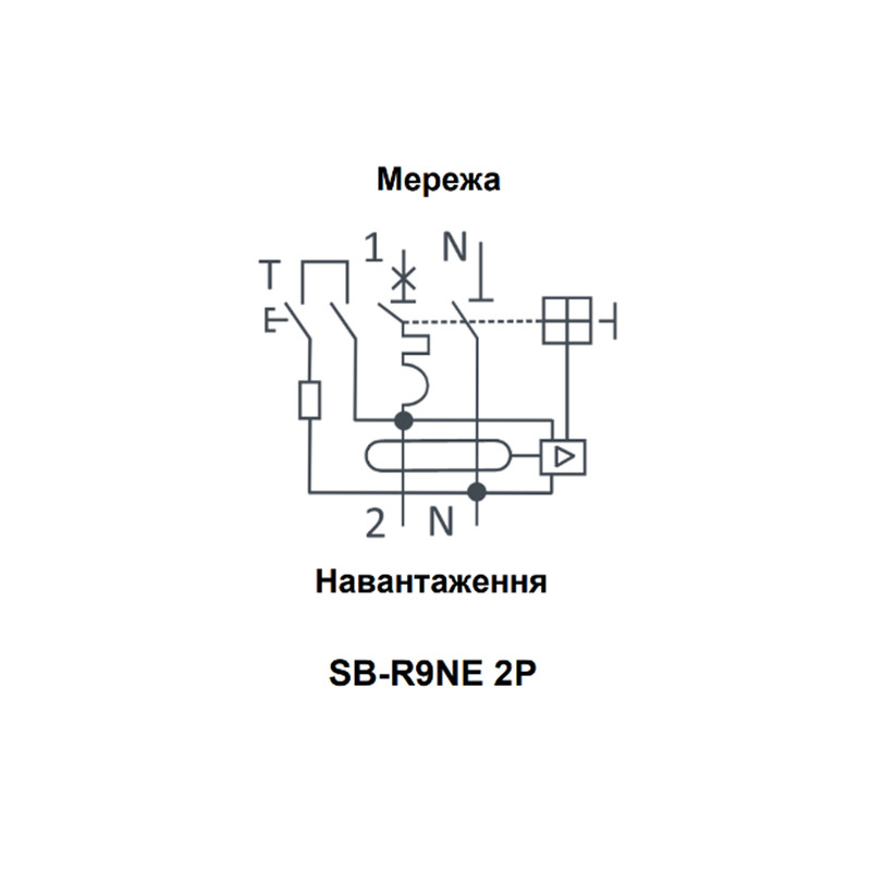 Диференційний вимикач 2P 10А 30мА 6кА "C" тип АС [RCBO60-2-010-C-010-AC] SB-R9NE UEC