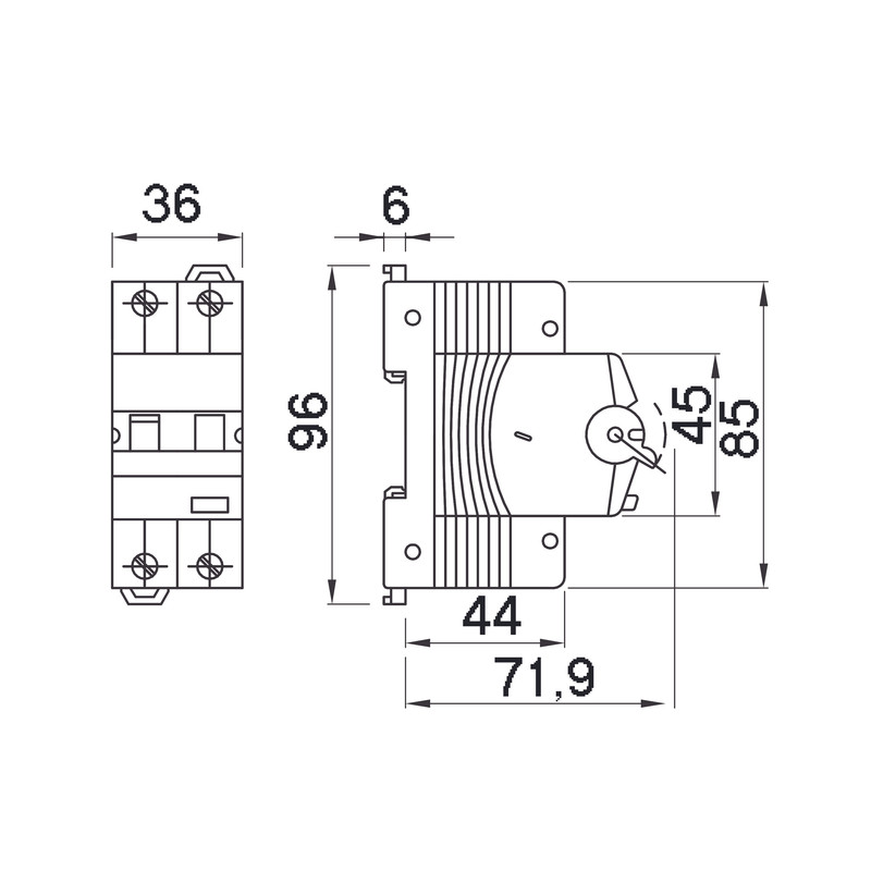 Диференційний вимикач 1P+N 6A 30мА "C" тип AC [GW94105] COMPACT RCBO GEWISS