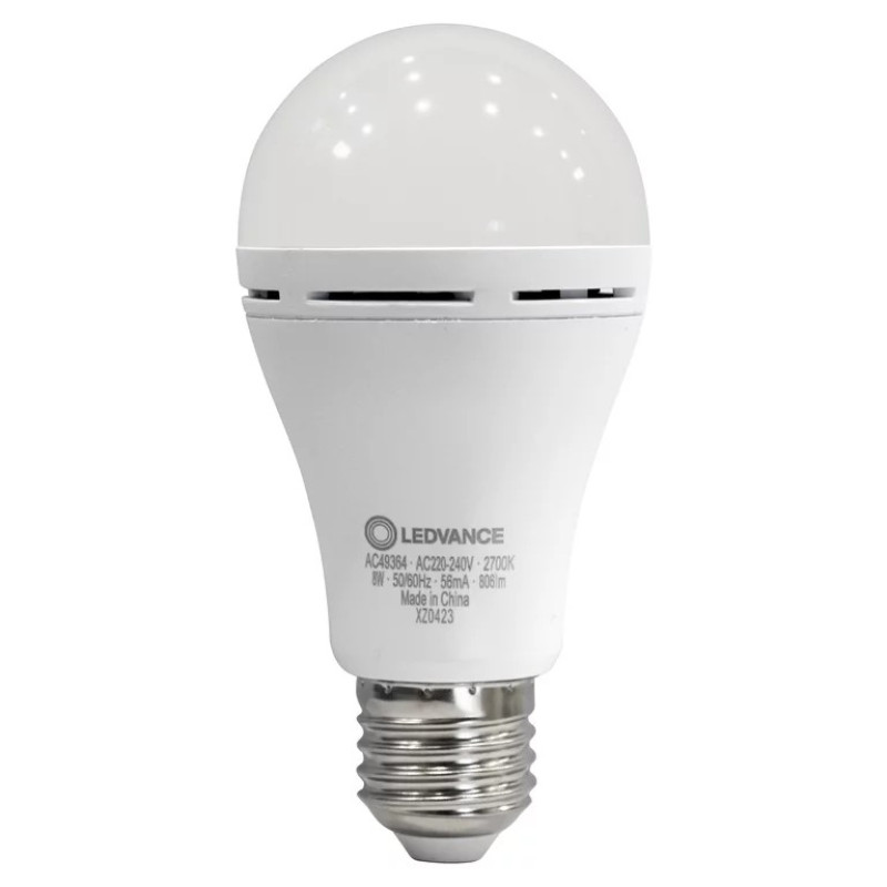 Лампа LED с аккумулятором 8W 220V 806lm 2700K E27 1800mA/h 60х122mm [4099854102417] LEDVANCE LED RECHARGEABLE