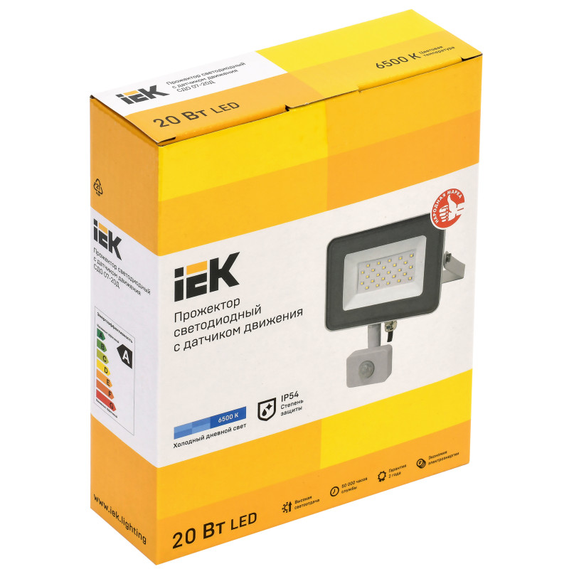 Прожектор светодиодный сдо 07-20Д с датчиком движения ip44 серый [lpdo702-20-k03]