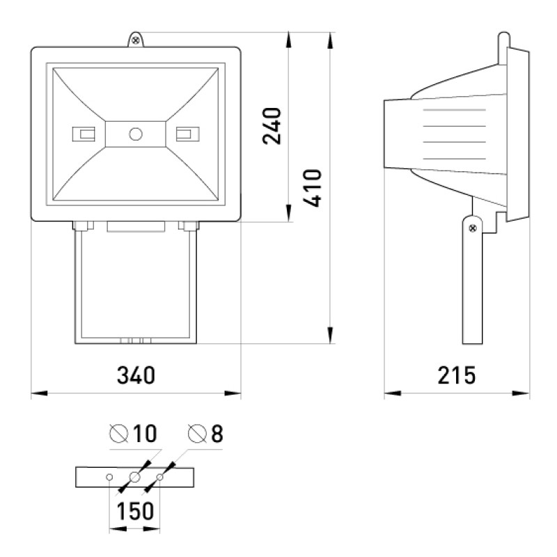 Прожектор галогенний 1500W 220V R7s IP54 340x215x240mm чорний [l003008] E.NEXT e.halogen.1500.black
