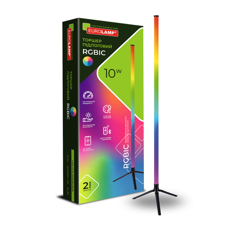 SMART светильник напольный 10W 5V RGB 1200x30mm черный [4262380666139] EUROLAMP LED-FLD-10W(RGB)B