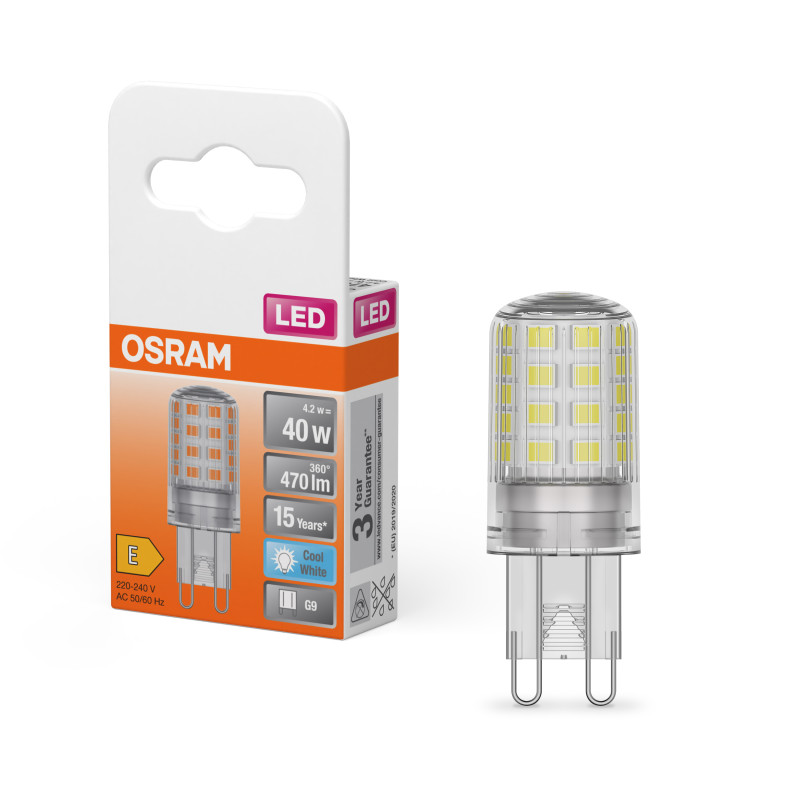 Лампа светодиодная 3.8W 220V 470lm 4000K G9 18х49mm капсула [4058075432420] OSRAM LED PIN G9