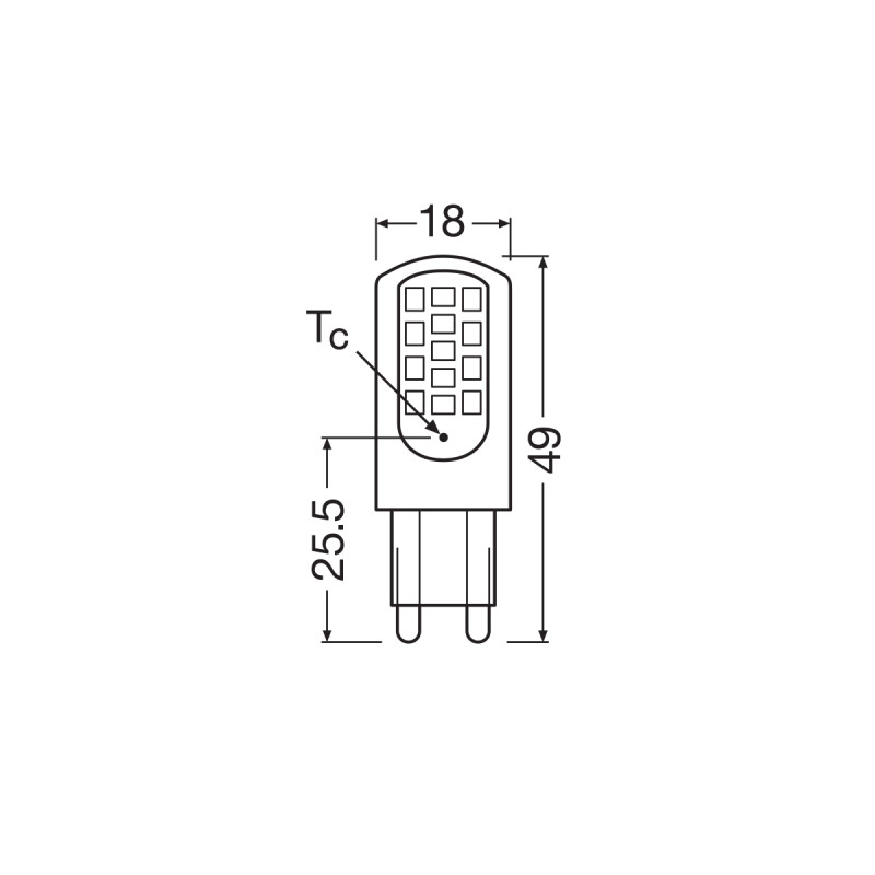 Лампа светодиодная 3.8W 220V 470lm 4000K G9 18х49mm капсула [4058075432420] OSRAM LED PIN G9