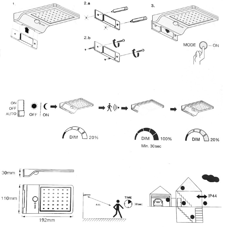 Светильник 3W 3.3V 320lm 4000K IP44 192х110х30mm [4058075267862] Ledvance DOORLED SOLAR SILVER