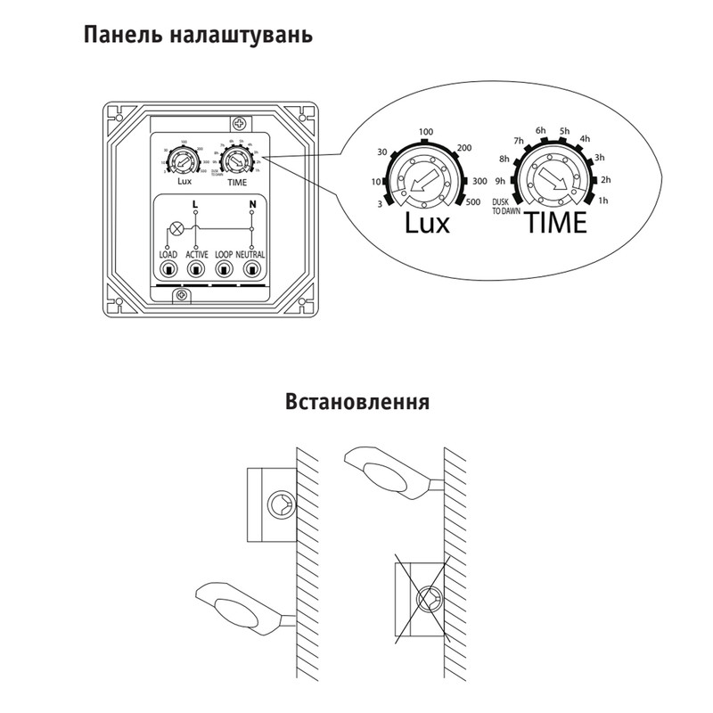 Датчик освещенности 16A 240V таймер 1-9часов 3-500Lx IP66 навесной белый [A0220010050] ДР-321 АСКО