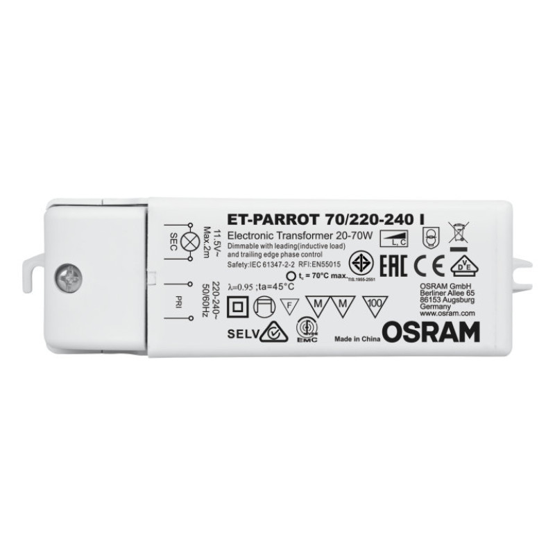 Електронний трансформатор 70W 220-240V для галогенних ламп DIM IP20 [4008321111593] ET PARROT Osram