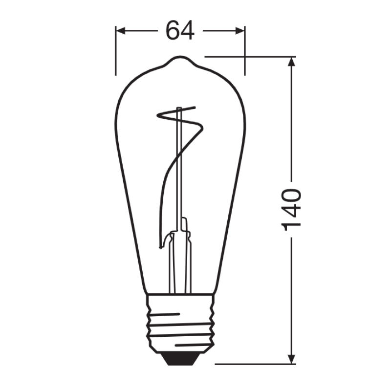 Лампа светодиодная винтажная 3.4W 220V 100lm 1800К E27 64x140mm филаментная [4058075760936] OSRAM vintage