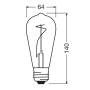 Лампа светодиодная винтажная 3.4W 220V 100lm 1800К E27 64x140mm филаментная [4058075760936] OSRAM vintage