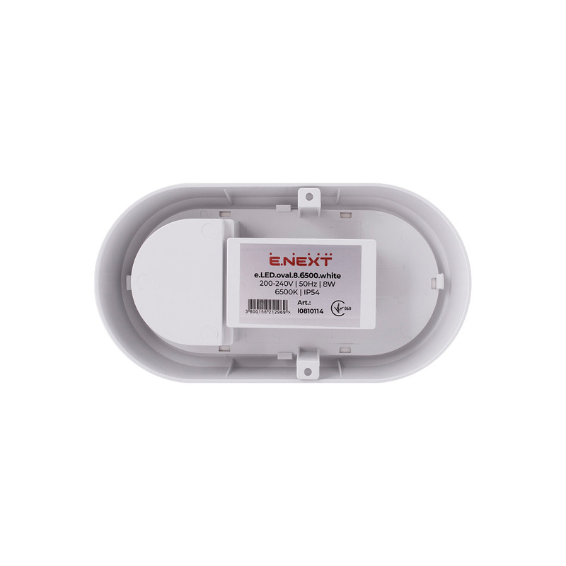 LED Світильник накладний 8W 230V 560lm 6500K 190x100x45mm IP54 [l0810114] E.NEXT e.LED.oval.8.6500.white