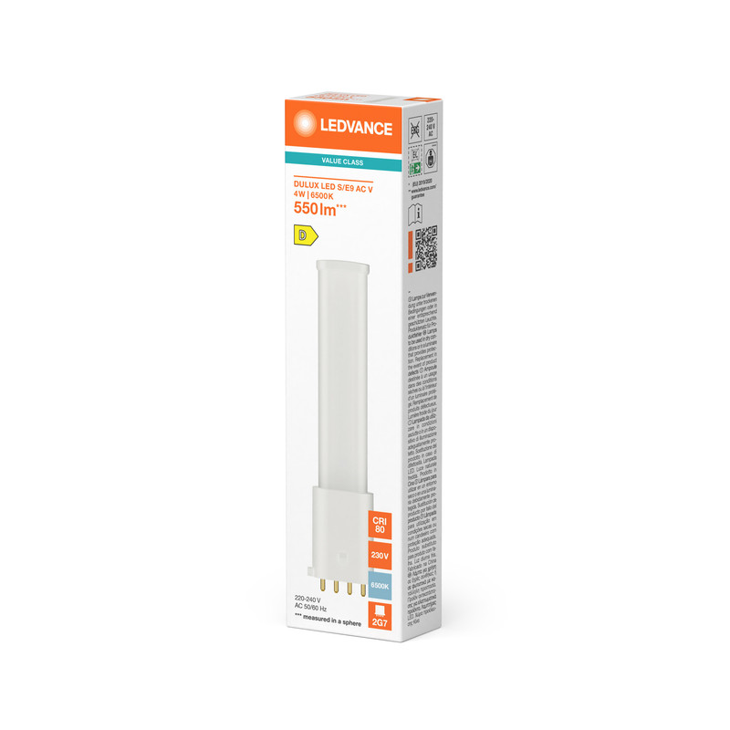 Лампа светодиодная 4W 230V 550lm 6500K 2G7 150x37mm [4099854669736] Ledvance DULUX LED SE9