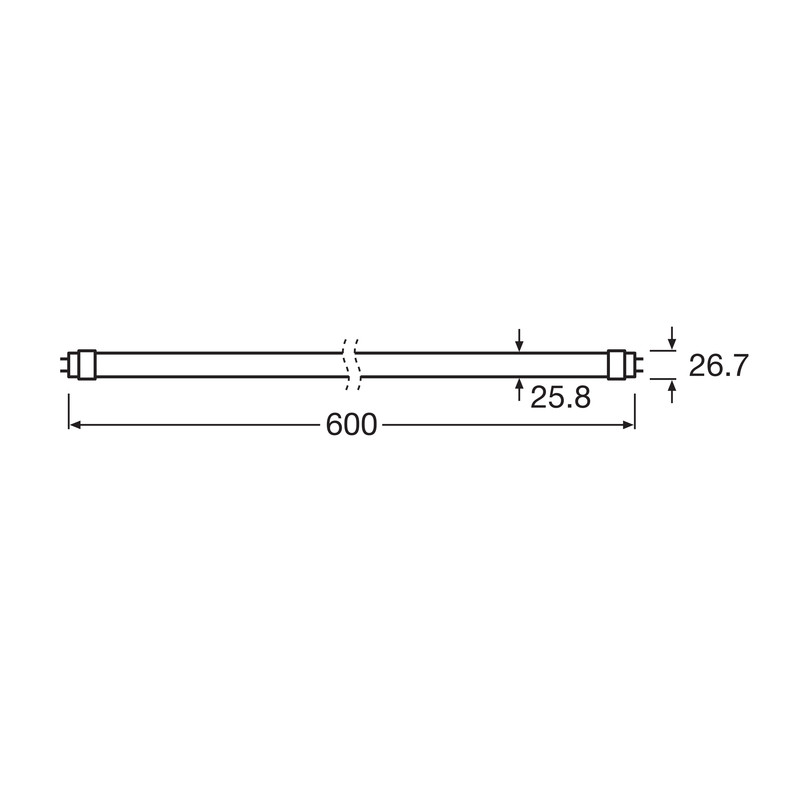 Лампа трубка LED 6,6W 600mm 230V 720lm 3000K G13 одностороннее подключение [4099854434723] Ledvance LEDTUBE T8