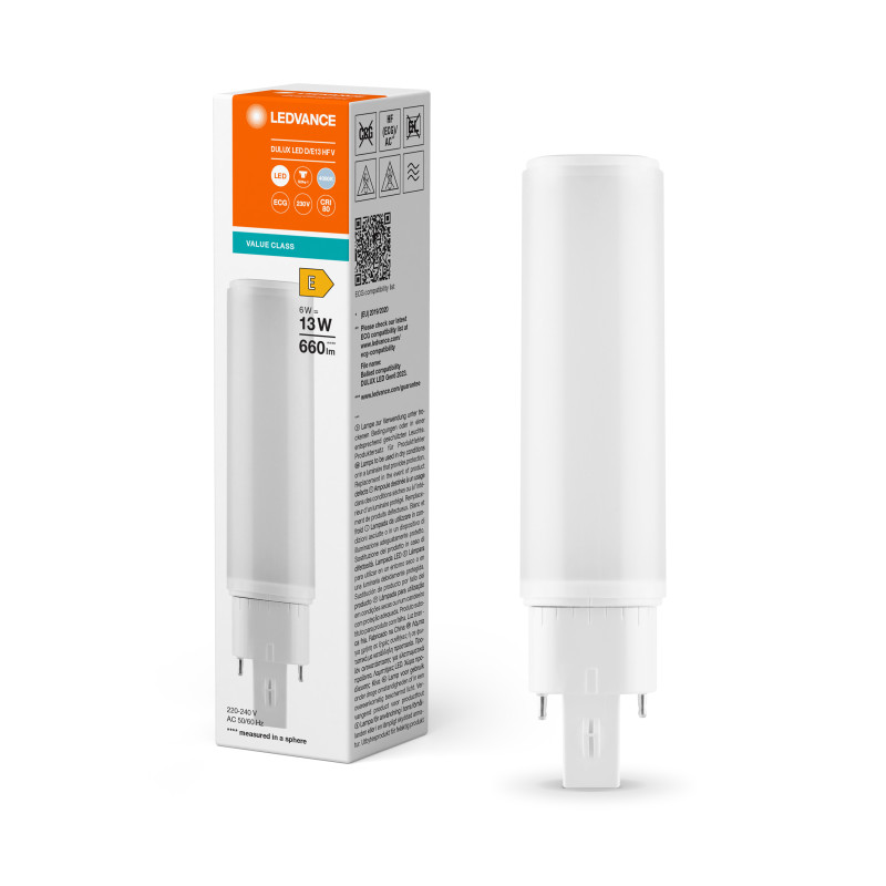 Лампа LED 6W 220V 660lm 4000K G24q-1 142.8х33mm пряма [4058075821958] LEDVANCE DULUX LED D/E HF