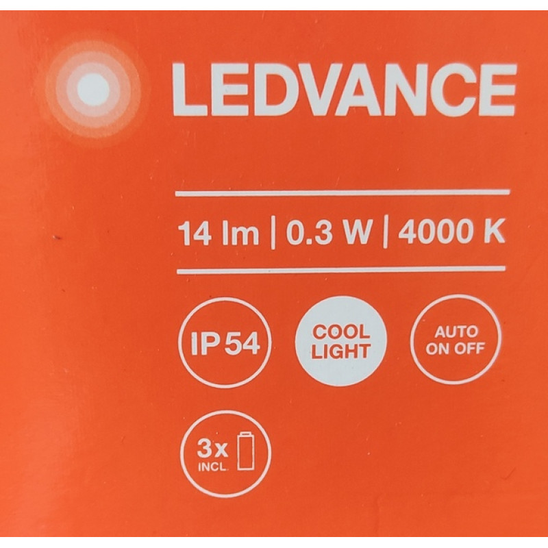 Ночник 0.3W 14lm 4000K 3x1.5AAА 84x22x73mm [4058075260672] Ledvance NIGHTLUX Hall с сенсором движения и света