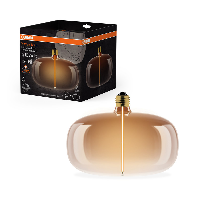 Лампа светодиодная винтажная 4W 220V 120lm 1800K E27 DIM 215x165mm филаментная [4058075836365] OSRAM Vintage 1906 LED Big