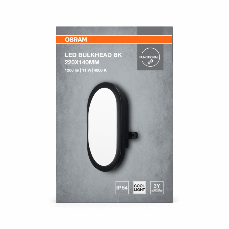 Светильник 11W 230V 840lm 4000K IP54 216х79х143mm [4099854428630] Osram LED BULKHEAD