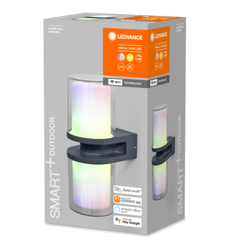 SMART светильник уличный 14W 220V 1350lm 3000K RGB WIFI 132х246х100mm [4058075564305] Ledvance Up Down Flare