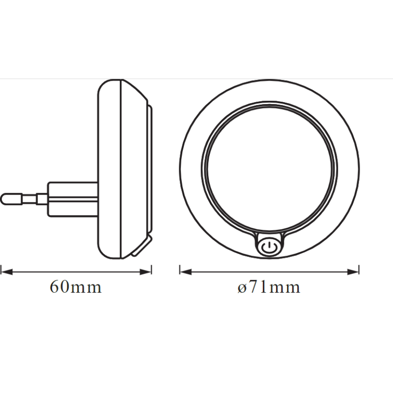 Ночник 0.30W 230V 3lm 3000K 71х60mm [4099854530616] Osram LUNETTA Round с датчиком освещенности в розетку