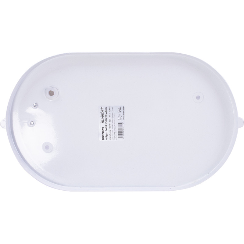 Світильник 100W 230V E27 IP54 овальний 283х130х162mm білий [l002029] E.NEXT e.light.1403.1.100.27.white