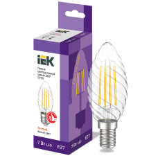 Лампа светодиодная винтажная 7W 220V 3000К E27 35x97mm филаментная [LLF-CT35-7-230-30-E27-CL] серия 360° УЕК