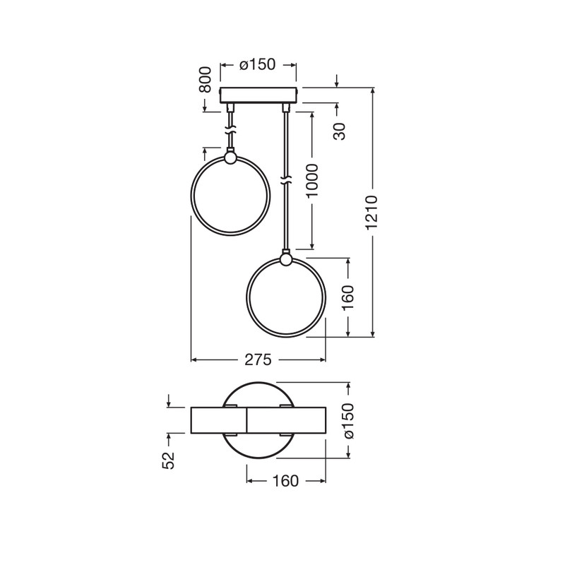 LED Светильник подвесной 14W 220V 930lm 3000K 273x150x1210mm [4058075838628] Ledvance DECOR CIRCLE 2XPEND PL