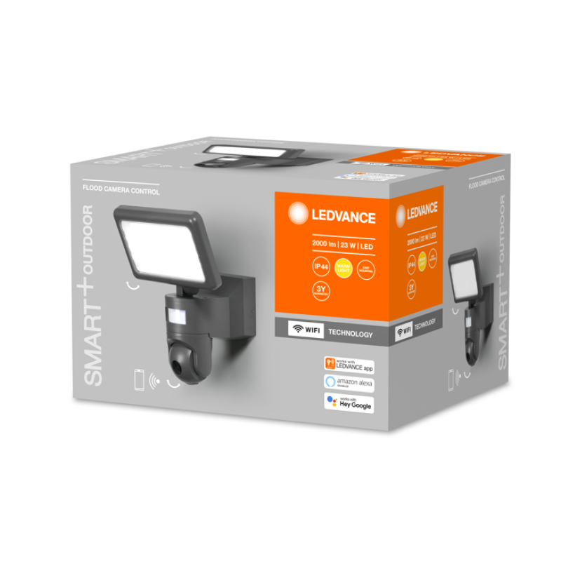 SMART светильник прожектор с камерой 23W 220V 2580lm 3000K HD WIFI 200х262х197mm [4058075564626] Ledvance FLOOD