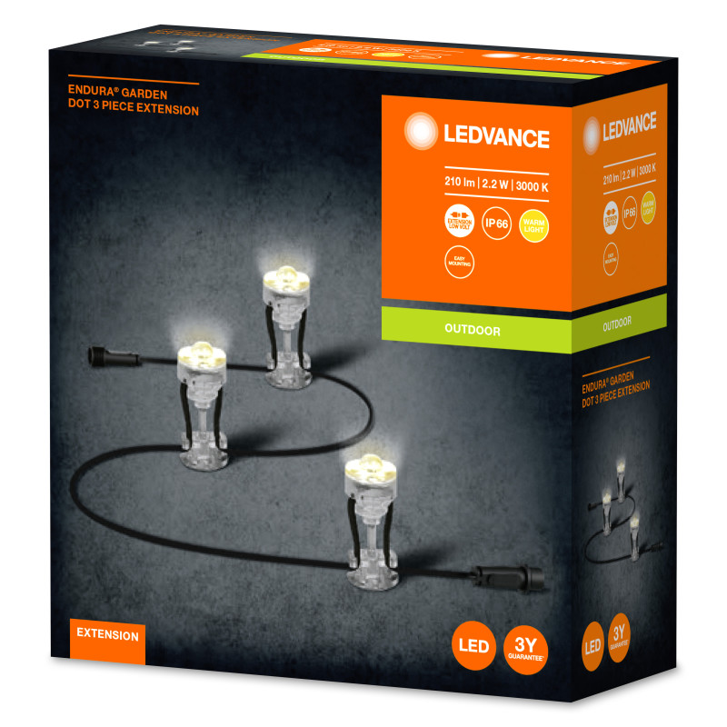 Светильник-подовжувач 2W 220V 210lm 3000K IP65 96х23х23mm [4058075478510] Ledvance ENDURA GARDEN DOT