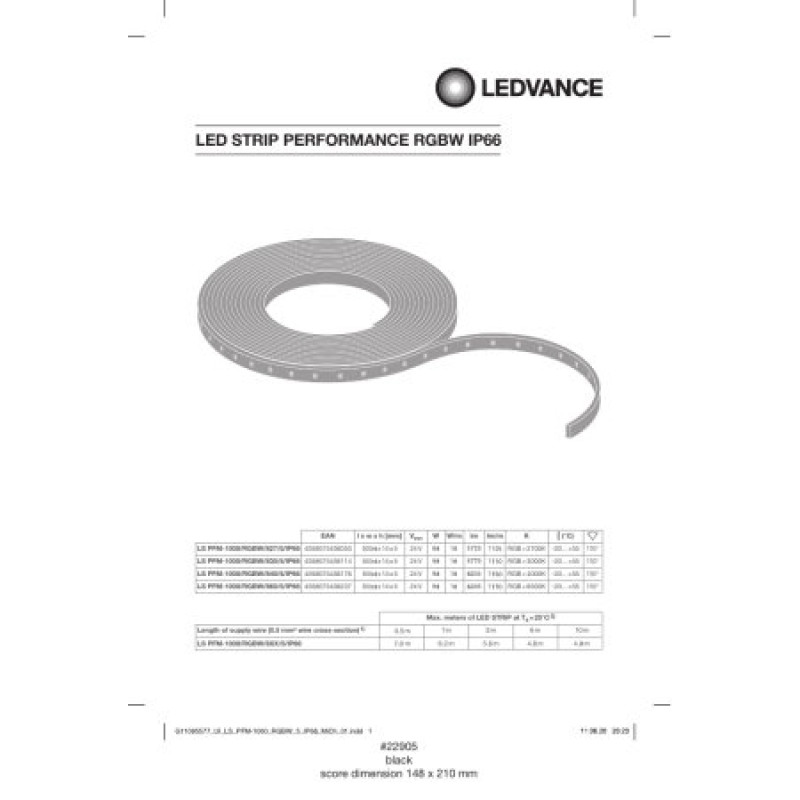 Світлодіодна стрічка IP66, 5000мм, 98Вт, performance protected, Ledvance [4058075436176], Ледванс