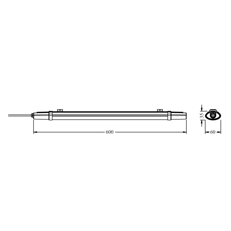 Світильник LED лінійний 18W 220V 1980lm 6500K 600x60x30mm IP65 [4058075601598] Ledvance DP SLIM ECO