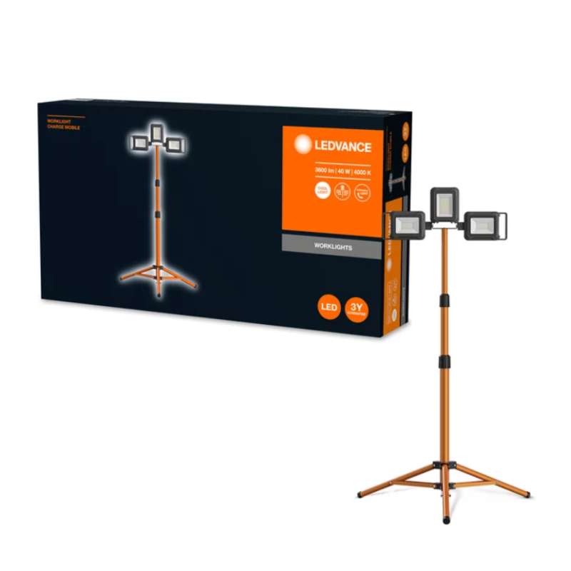Прожектор LED 40W 220V 3600lm 4000K IP65 1695х657х755mm [4058075576575] LEDVANCE WORKLIGHT BATTERY TRIPOD