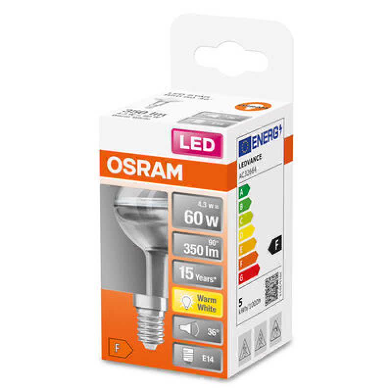 Лампа светодиодная рефлекторная 4.3W 220V 350lm 2700К E14 50х85mm гриб [4058075126022] LED STAR R50 OSRAM