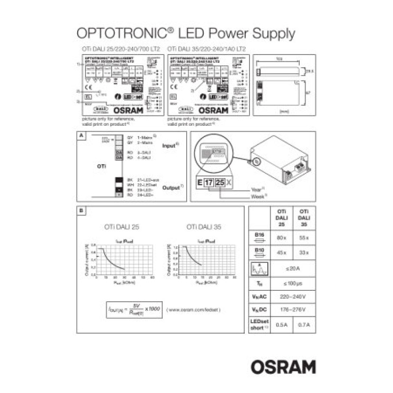 LED драйвер 27W 220-240V выходная 12-54V 700mA DIM IP20 [4052899488144] Osram OTi DALI LT2