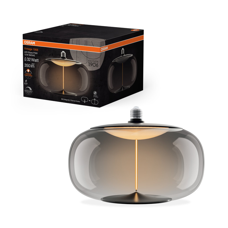 Лампа светодиодная винтажная 12W 220V 350lm 1800K E27 DIM 300x210mm филаментная [4058075836303] OSRAM Vintage 1906 LED Big