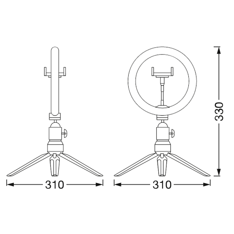 Світильник кільцевий 5.5W 5V 250lm 3000-4000K ⌀200 310x330x310mm [4099854497612] MOBILE CAMERA LIGHT RING DESKTOP Osram